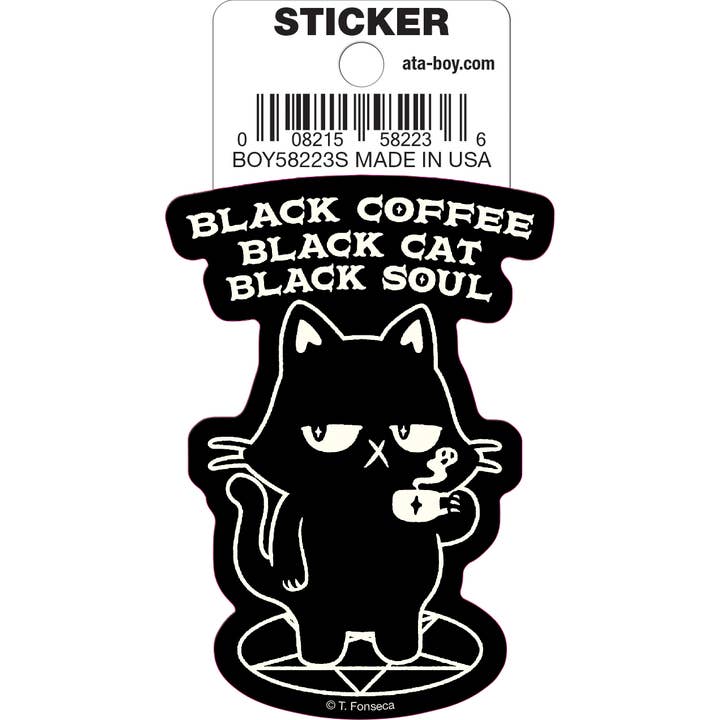 Tobe Fonseca: Black Coffee Black Cat Back Soul Die Cut Vinyl Sticker - 3"