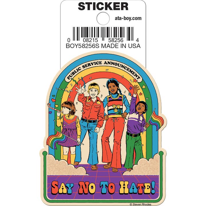 Steven Rhodes: Say No To Hate Die Cut Vinyl Sticker - 3"