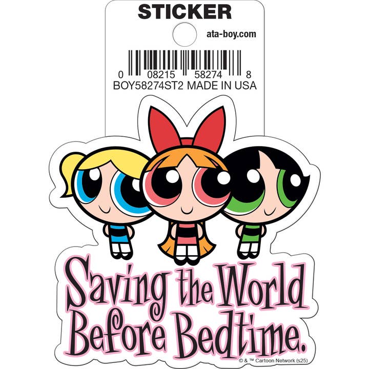 Powerpuff Girls: Saving the World Before Bedtime Die Cut Vinyl Sticker - 3"
