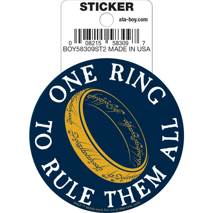 Lord of the Rings: One Ring To Rule Them All Die Cut Vinyl Sticker - 3"