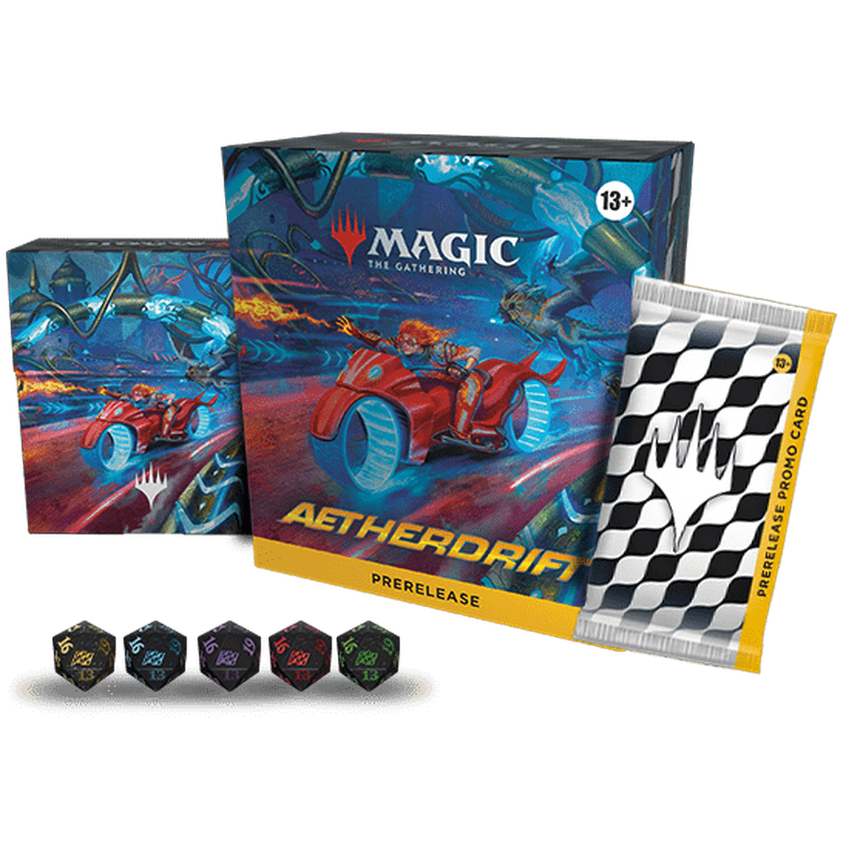 Magic the Gathering CCG: Aetherdrift Prerelease Kit 6 Play Packs, Dice, Promos