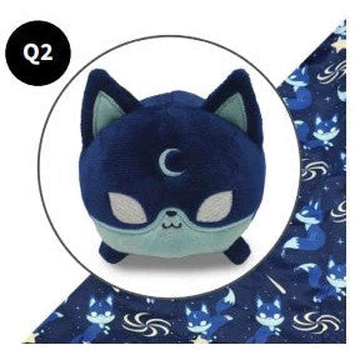 Plushie Tote Bag: Dark Blue Moon Foxes Tote Bag + Dark Blue Moon Fox Plushie