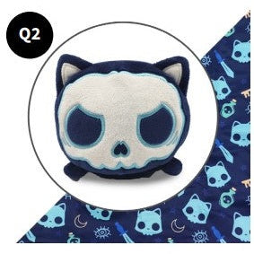 Plushie Tote Bag: Dark Blue Skulls Tote Bag + Dark Blue Skull Cat Plushie