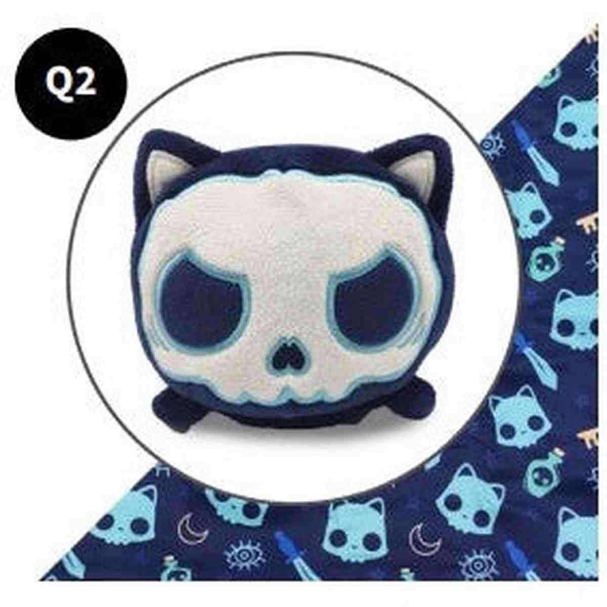 Plushie Tote Bag: Dark Blue Skulls Tote Bag + Dark Blue Skull Cat Plushie