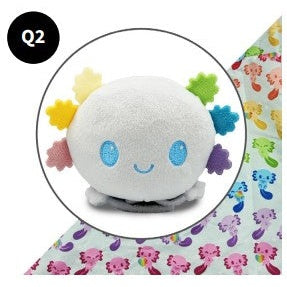 Plushie Tote Bag: White Rainbow Axolotls Tote Bag + White Rainbow Gills Axolotl Plushie