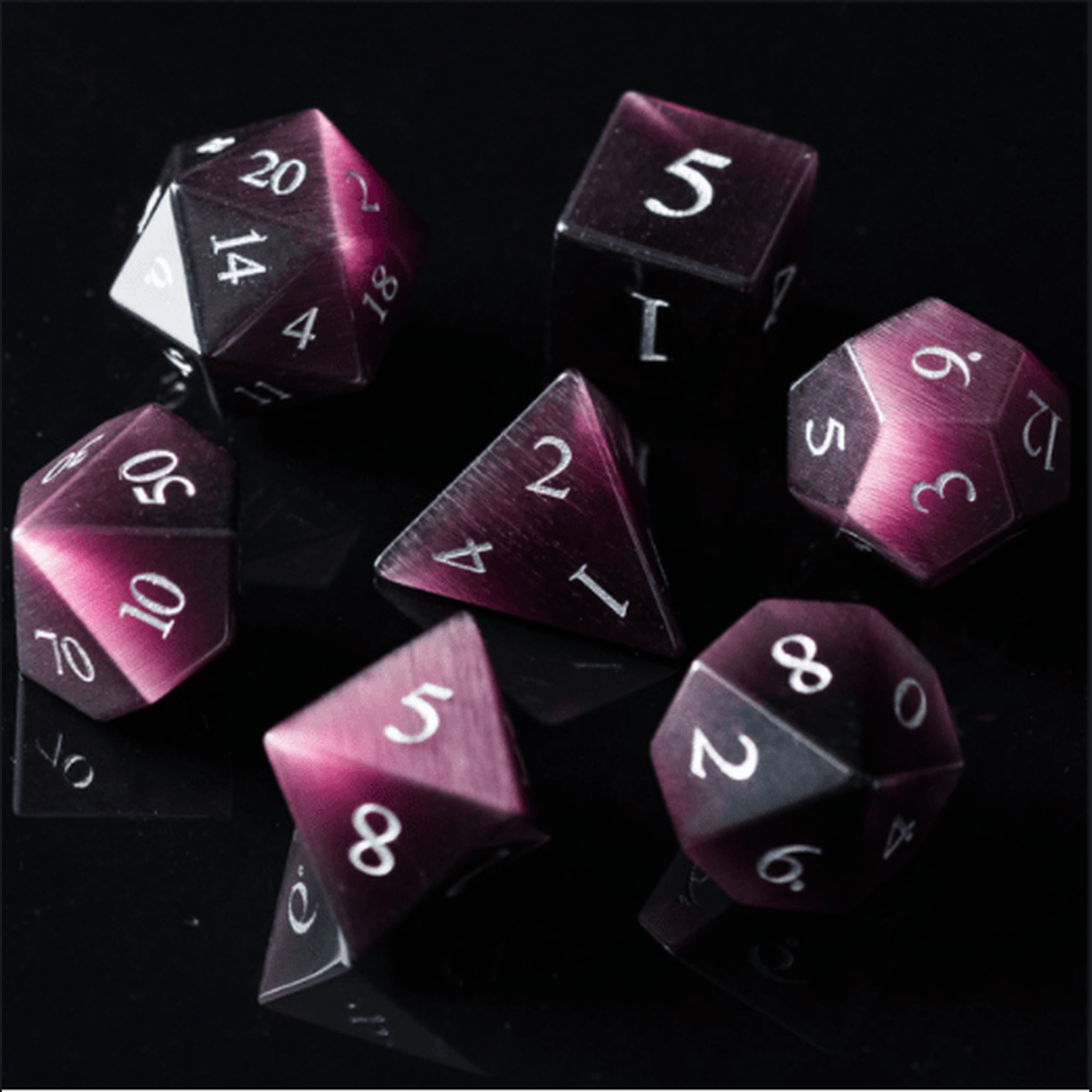 Purple Cat's Eye Gemstone Dice