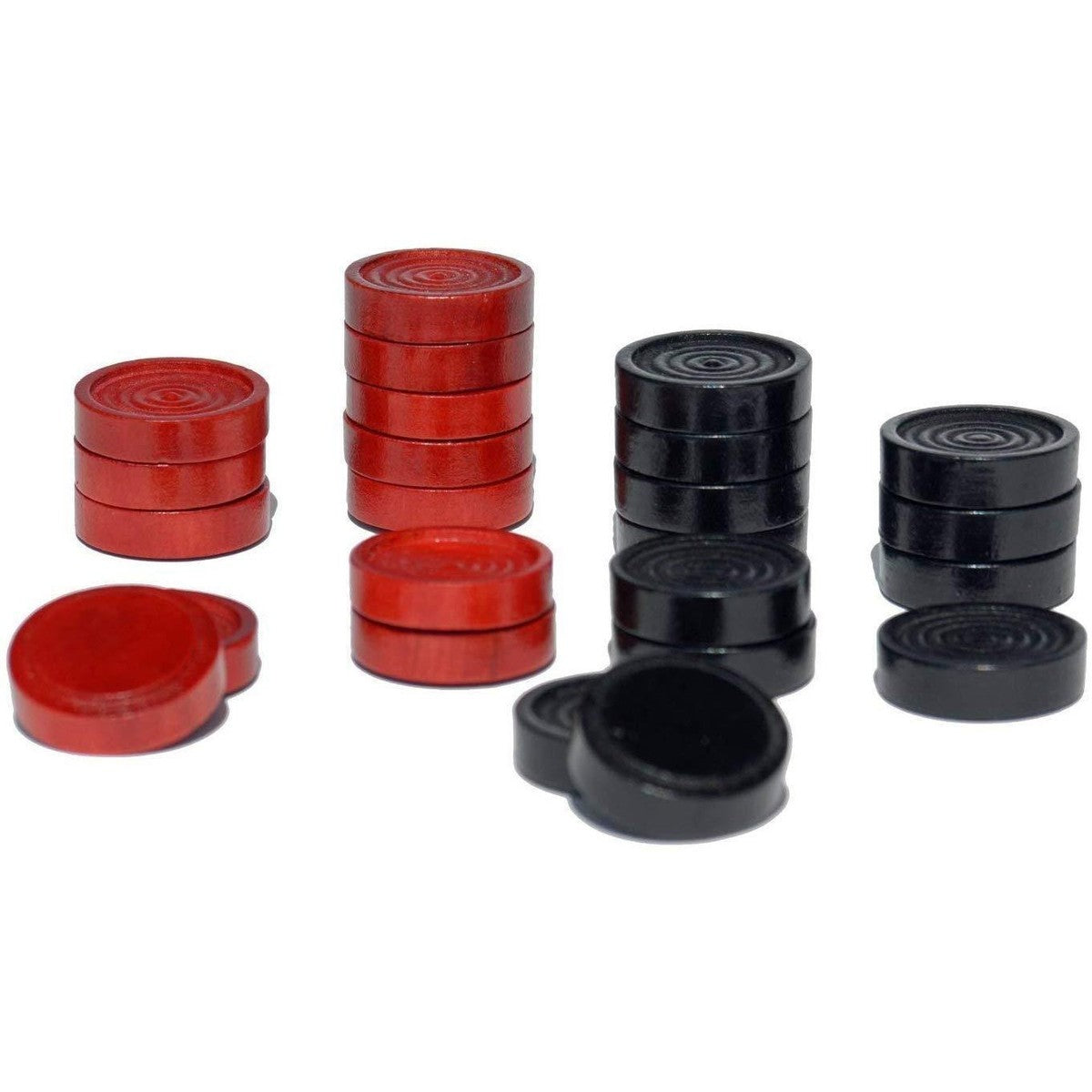 14.5 in. Red and Black Solid Wood Checkers Set