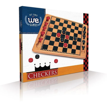 14.5 in. Red and Black Solid Wood Checkers Set