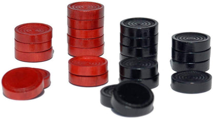 14.5 in. Red and Black Solid Wood Checkers Set