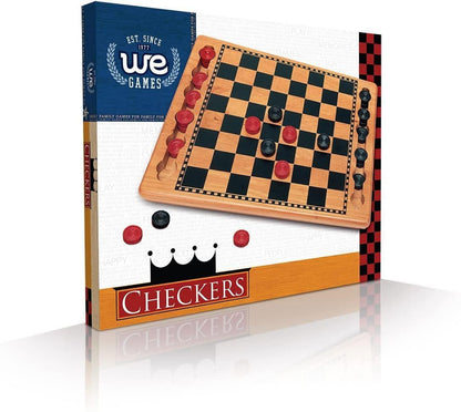 14.5 in. Red and Black Solid Wood Checkers Set