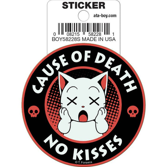 Tobe Fonseca: Cause of Death No Kisses Cat Die Cut Vinyl Sticker - 3"