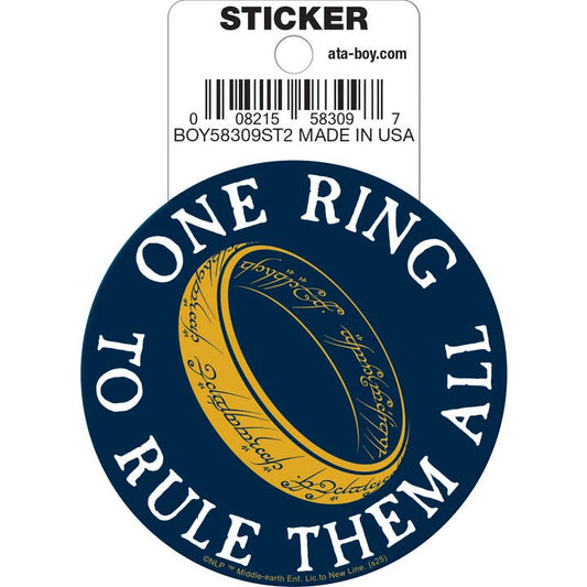Lord of the Rings: One Ring To Rule Them All Die Cut Vinyl Sticker - 3"