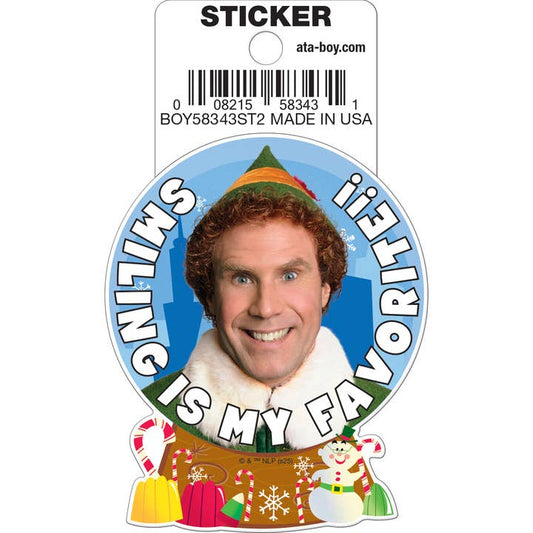 Elf: Smiling Is My Favorite Die Cut Vinyl Sticker - 3"