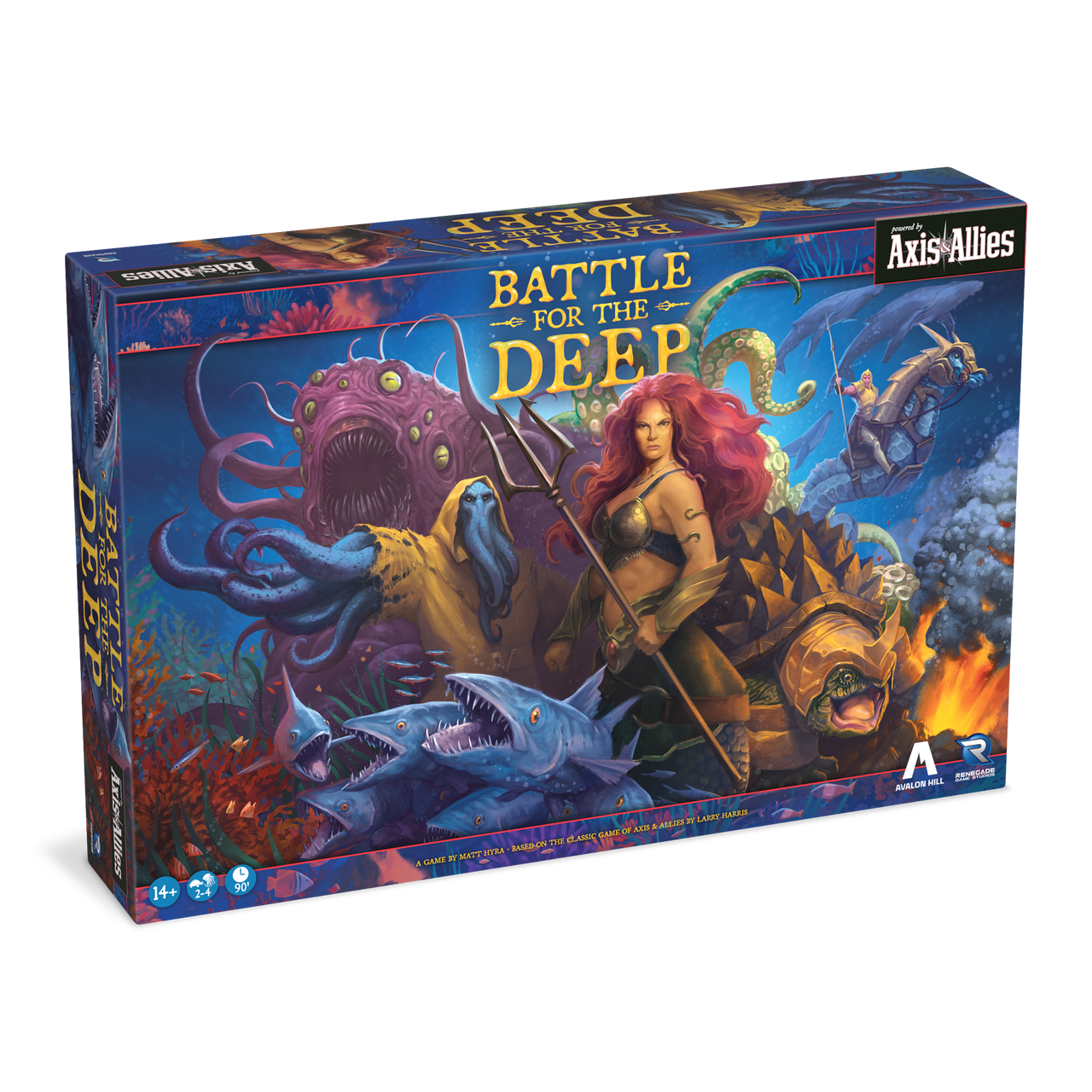 Board game box for 'Battle for the Deep' by Axis & Allies with underwater-themed artwork.
