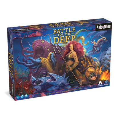 Board game box for 'Battle for the Deep' by Axis & Allies with underwater-themed artwork.