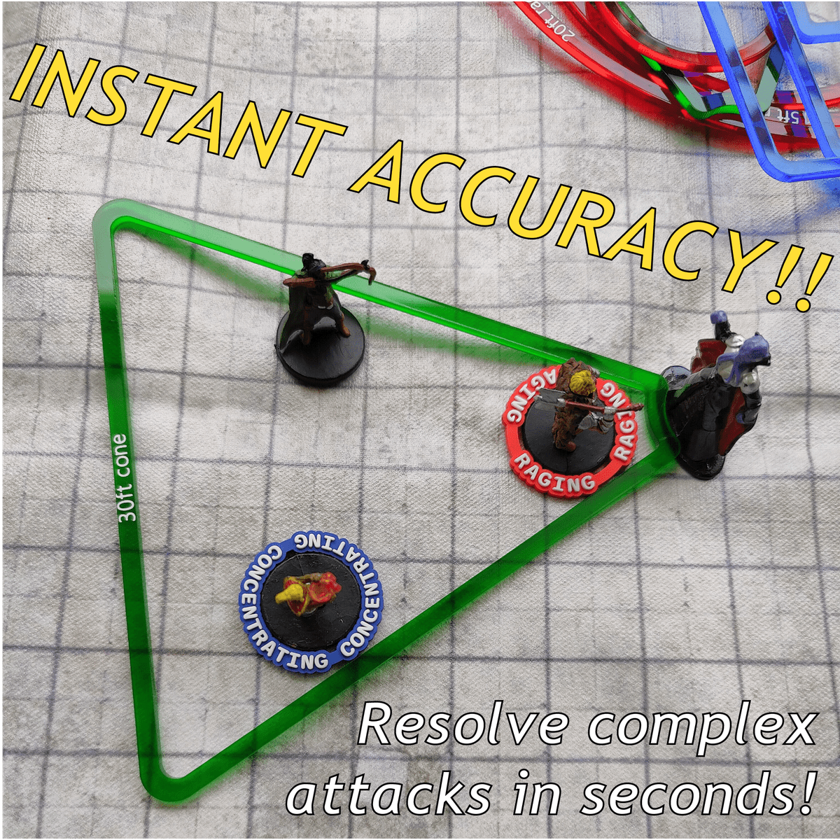 DND Area of Effect Spell Templates - Set of 16 AOE Markers for RPG