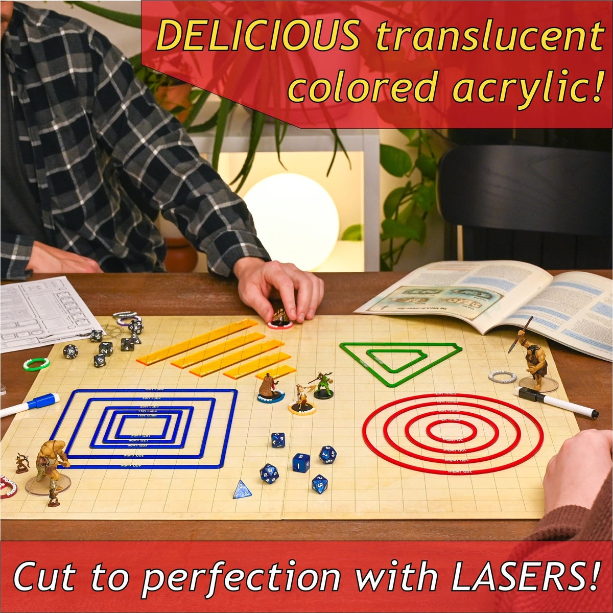 DND Area of Effect Spell Templates - Set of 16 AOE Markers for RPG