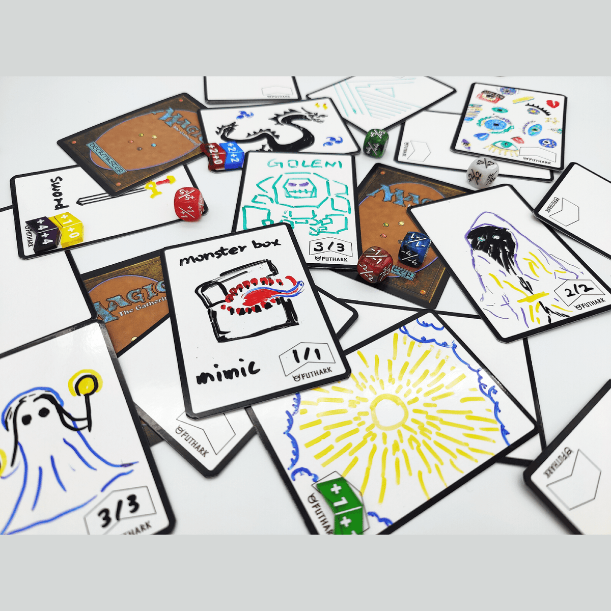 Erasable MTG Tokens – Set of 60 Double-Sided Proxy Cards for Magic: The Gathering
