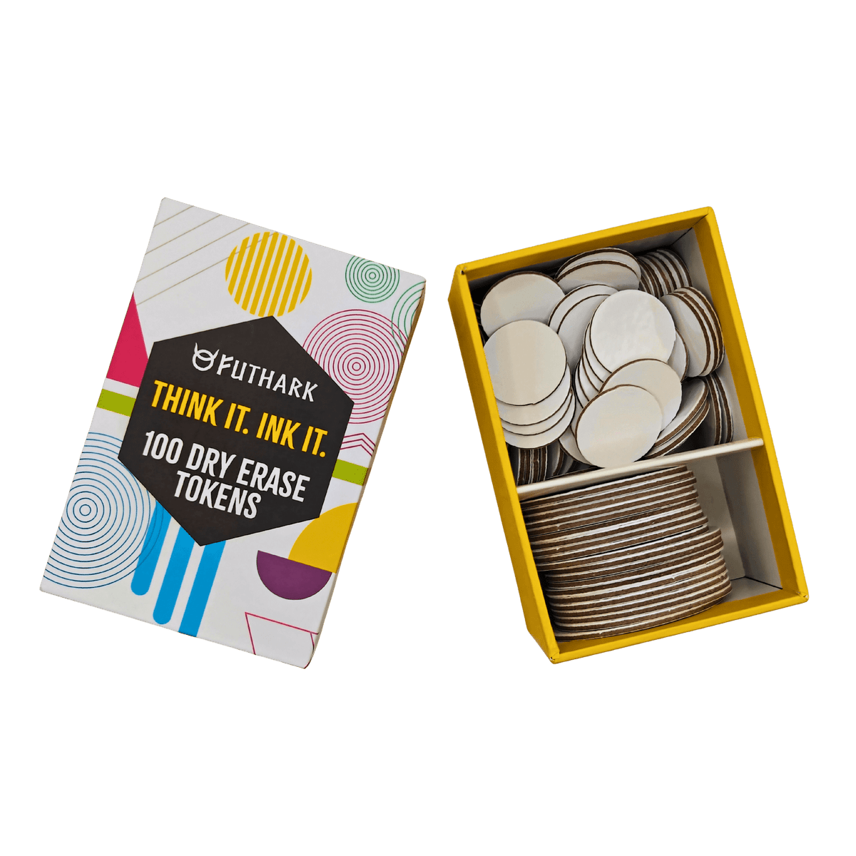 Futhark 100 Dry Erase Tokens for DND – Reusable RPG Tokens in 2 Sizes for Combat Tracking, Initiative, Conditions, and Effects – Reusable Circle Markers for Tabletop Board Games Accessories 100 PCS