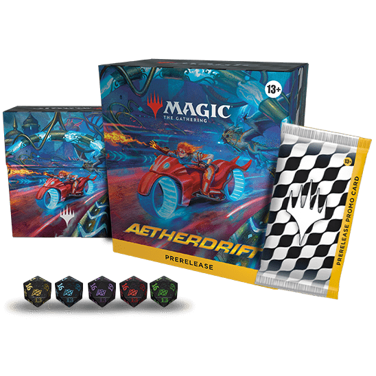 Magic the Gathering CCG: Aetherdrift Prerelease Kit 6 Play Packs, Dice, Promos