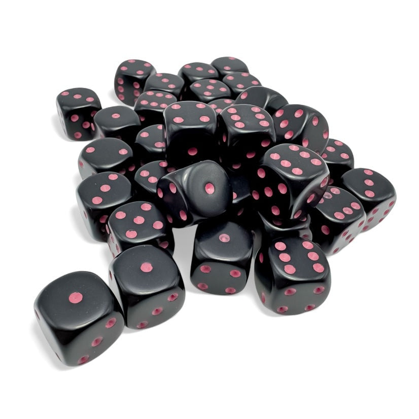 Opaque: 12mm d6 Black/pink Dice Block 36 dice