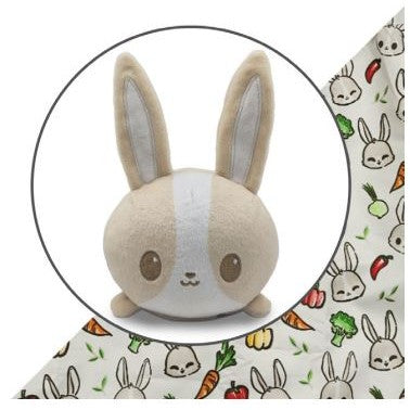Plushie Tote Bag: Light Brown Bunnies & Veggies Tote Bag + Light Brown Bunny Plushie.
