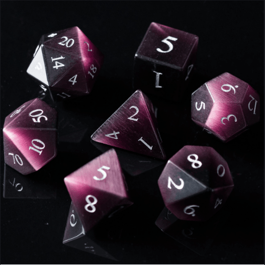 Purple Cat's Eye Gemstone Dice