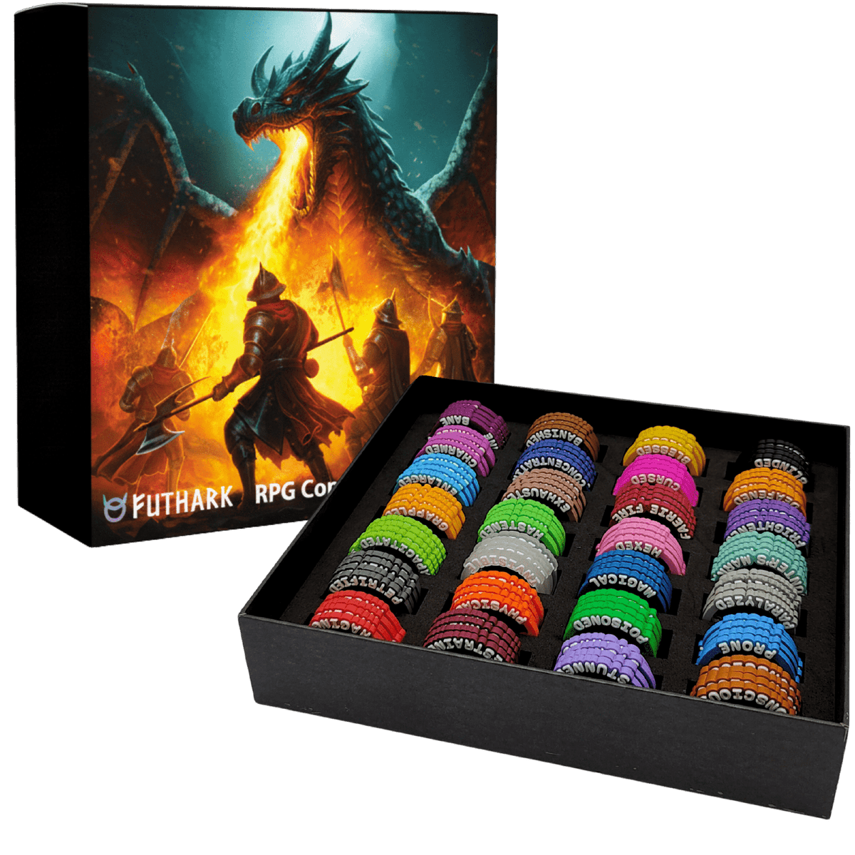 RPG Condition Markers – 112 Rubber Rings for D&D