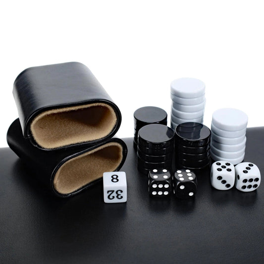We Games Black Leatherette Backgammon Set, 14.75 Inches