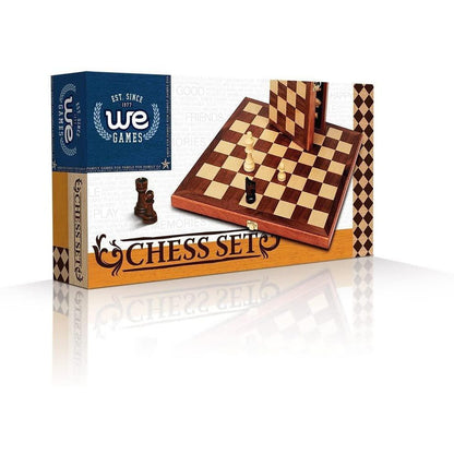 We Games Folding Wood Travel Chess Set - 11.5 in. Board, 2.6 in. King