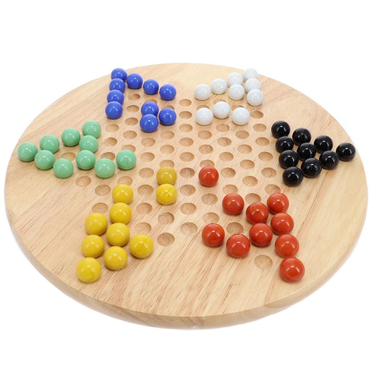 Wood Chinese Checkers Set with Glass Marbles