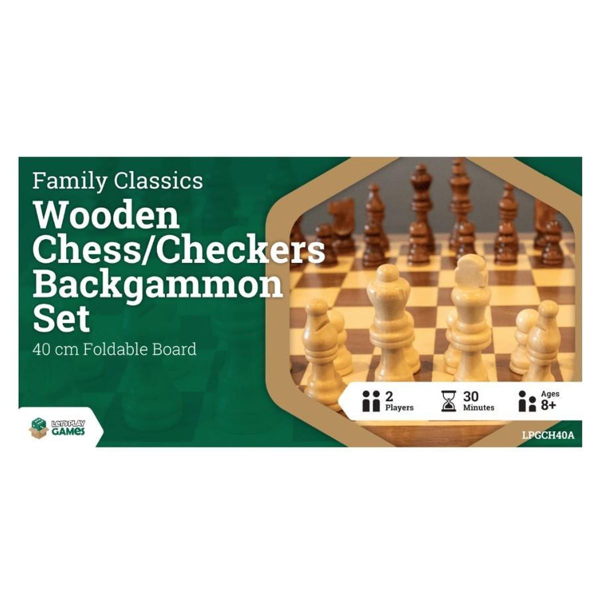 Wooden Folding Chess/Checkers/Backgammon Set 40 CM