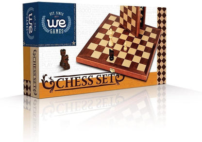 We Games Folding Wood Travel Chess Set - 11.5 in. Board, 2.6 in. King