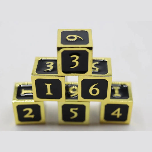 Black and Gold D6 Metal Dice Set