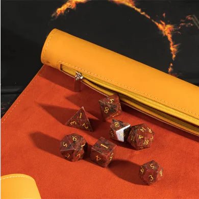 Burnt Yellow Roll Up Leatherette Dice Mat